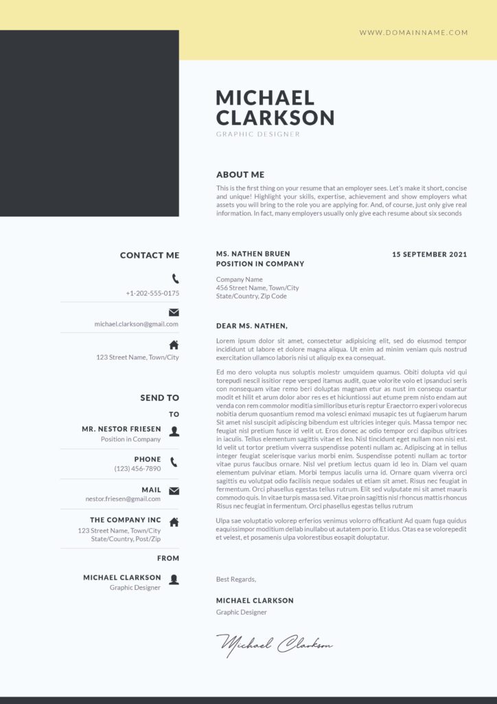 CV Resume Template Word InDesign Free Download - Cover