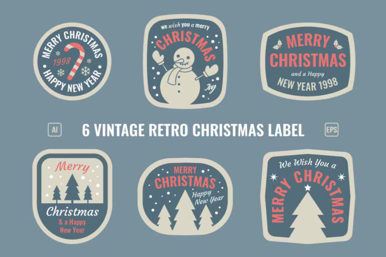Christmas Retro Label